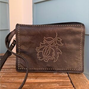 Patricia Nash studded black leather bag EUC